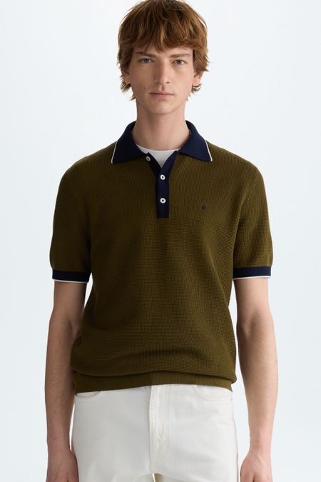 TEXTURED PIMA COTTON KNIT POLO SHIRT