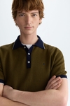 Textured pima cotton knit polo shirt