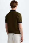 Textured pima cotton knit polo shirt