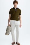 Textured pima cotton knit polo shirt