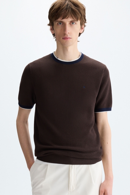 TEXTURED KNIT SHORT-SLEEVED SWEATER