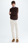 Cotton linen rolled-neck sweater