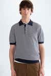 Striped knit polo shirt