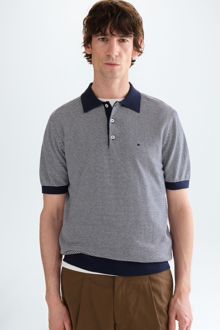 STRIPED KNIT POLO SHIRT