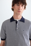 Striped knit polo shirt