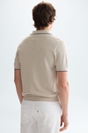 Cotton linen knit polo shirt