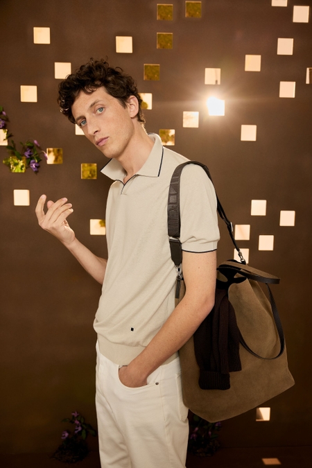 COTTON LINEN KNIT POLO SHIRT