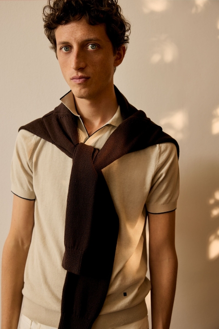 COTTON LINEN KNIT POLO SHIRT