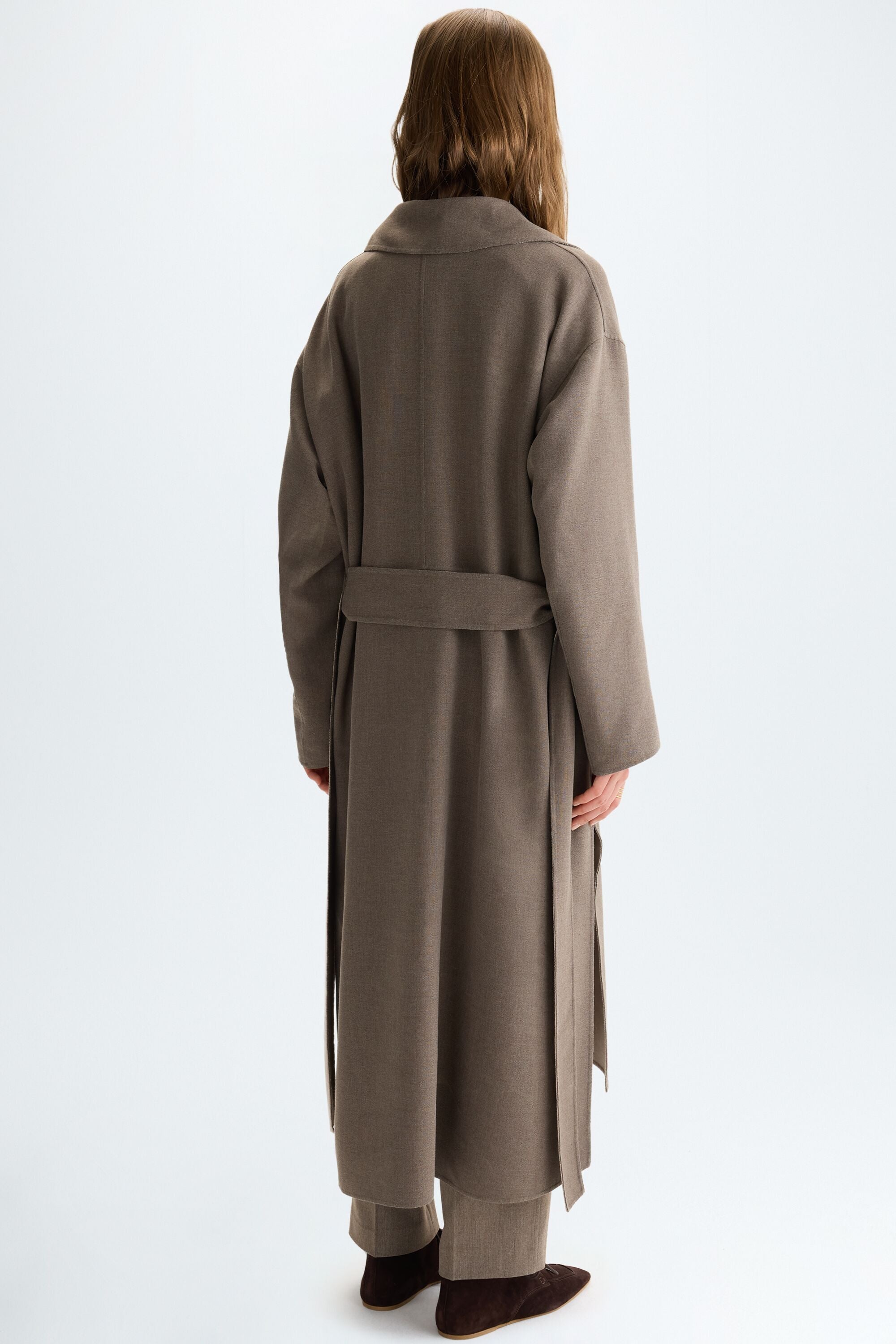 Double-faced oversize reversible coat taupe - Purificacion Garcia