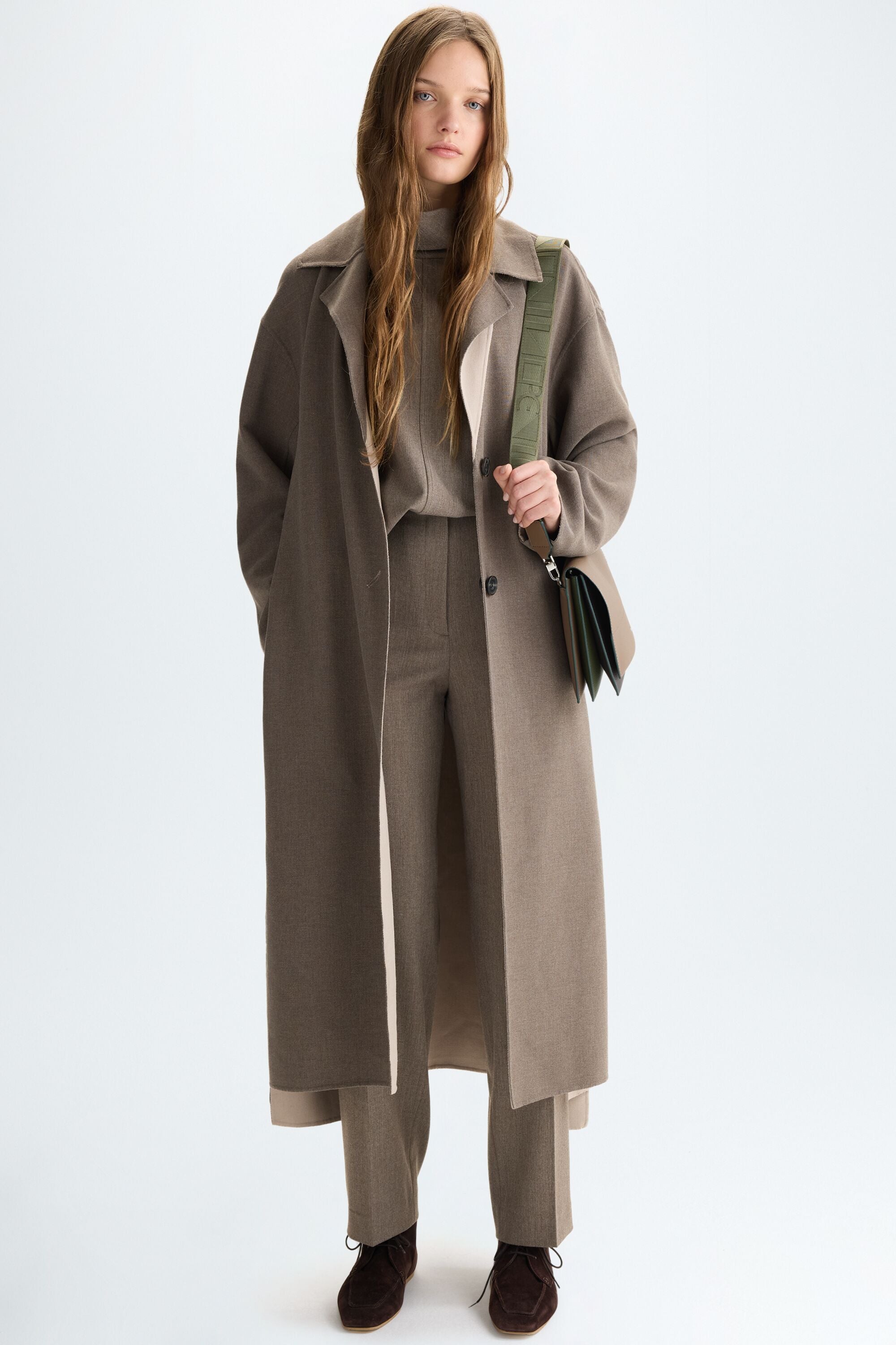 Double-faced oversize reversible coat taupe - Purificacion Garcia