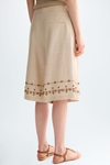 Embroidered linen A-line bermuda shorts