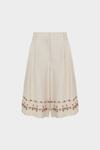 Embroidered linen A-line bermuda shorts