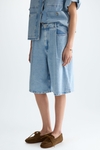 Denim wide straight-leg bermuda shorts
