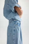 Denim wide straight-leg bermuda shorts