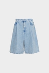 Denim wide straight-leg bermuda shorts