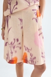 Print linen A-line bermuda shorts