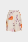 Print linen A-line bermuda shorts