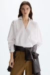Poplin cocoon-fit wrap shirt