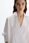 Poplin cocoon-fit wrap shirt