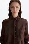 Herringbone jacquard oversize long shirt