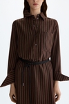 Herringbone jacquard oversize long shirt