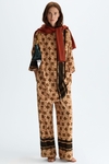 Print velvet straight-fit long top