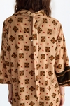 Print velvet straight-fit long top