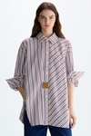 Striped poplin oversize shirt