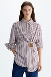 Striped poplin oversize shirt
