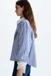 Embroidered striped poplin straight-fit shirt