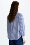 Embroidered striped poplin straight-fit shirt