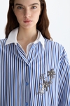 Embroidered striped poplin straight-fit shirt