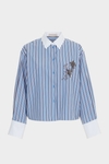 Embroidered striped poplin straight-fit shirt