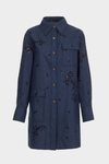 Embroidered cotton straight-fit long overshirt