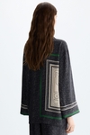 Herringbone PG Lines print twill oversize blouse