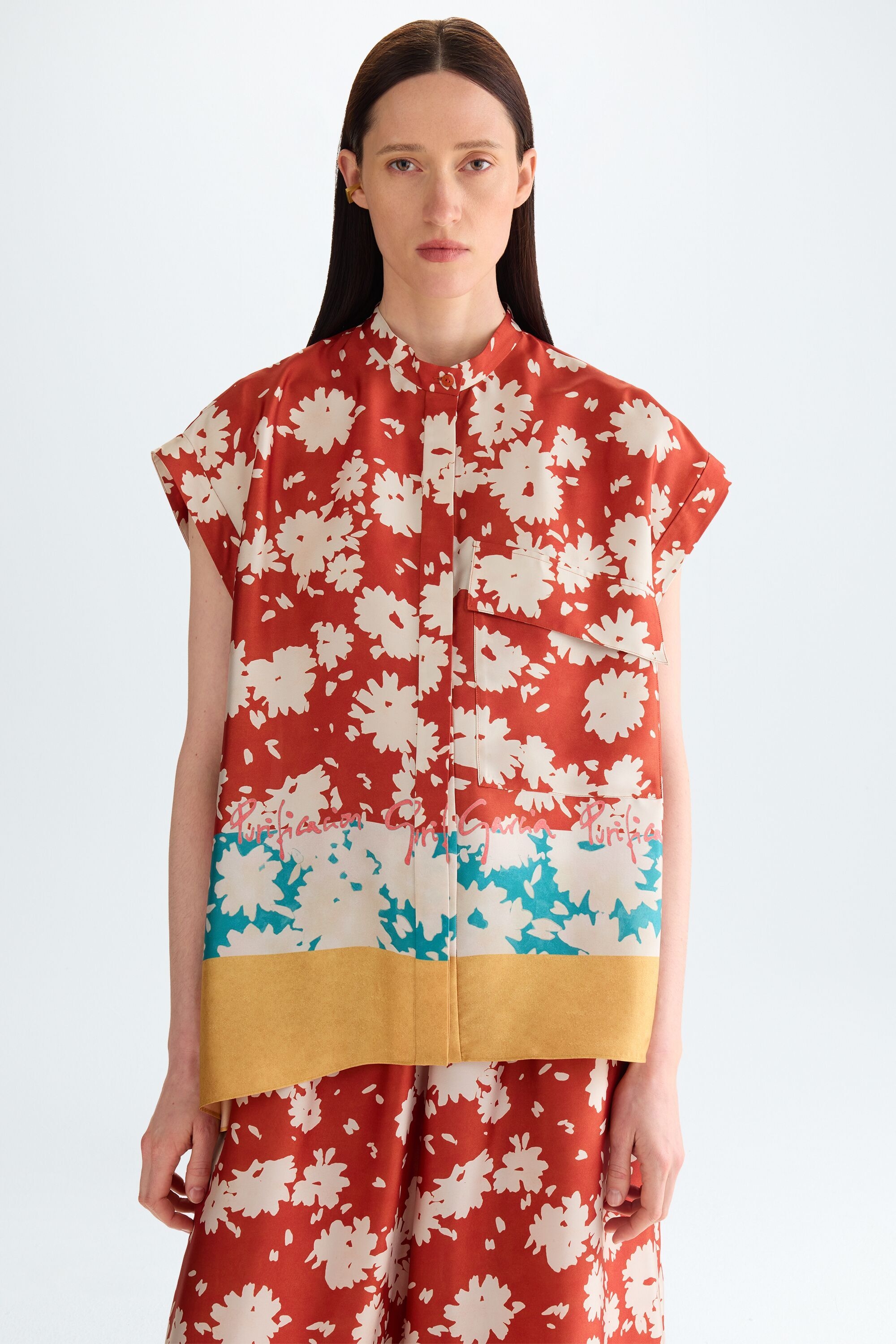 Diwali print twill A-line shirt