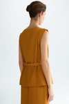 Crepé straight-fit top with belt