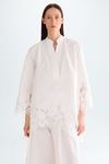 Cut-out embroidered poplin oversize shirt