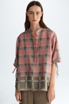 Chequered print twill oversize shirt