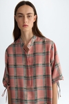 Chequered print twill oversize shirt