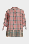 Chequered print twill oversize shirt
