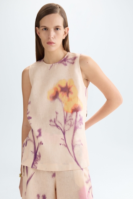 PRINT LINEN A-LINE TOP
