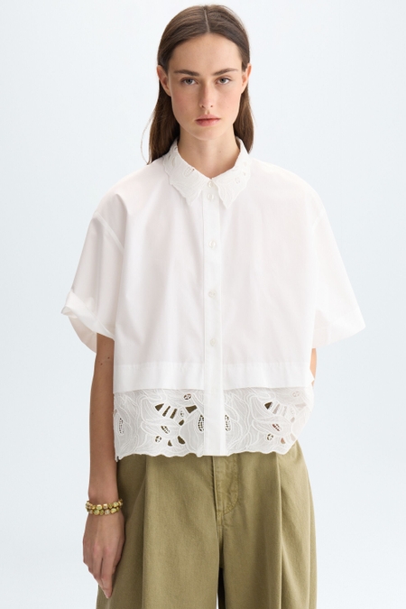 POPLIN OVERSIZE SHIRT WITH CUT-OUT EMBROIDERY