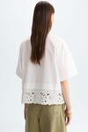 Poplin oversize shirt with cut-out embroidery