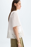 Poplin oversize shirt with cut-out embroidery