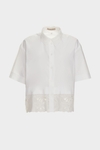Poplin oversize shirt with cut-out embroidery