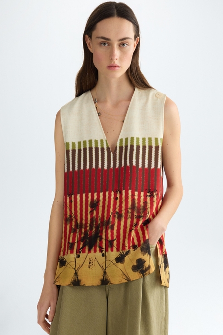 PRINT CREPÉ STRAIGHT-FIT TOP