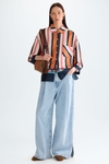 Cinta PG striped print twill oversize shirt
