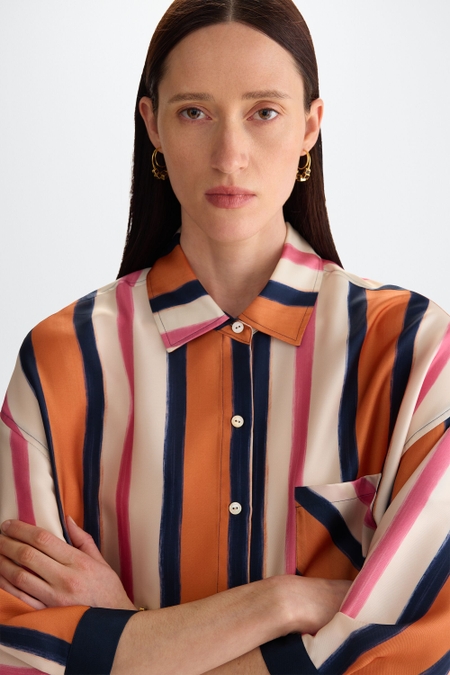 CINTA PG STRIPED PRINT TWILL OVERSIZE SHIRT