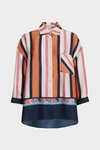 Cinta PG striped print twill oversize shirt